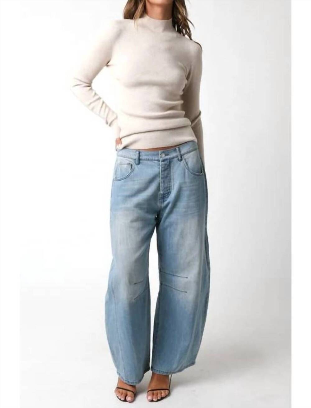 NEW OLIVACEOUS women's mock neck sweater in cream - Picture 4 of 4